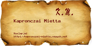 Kapronczai Mietta névjegykártya