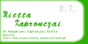 mietta kapronczai business card